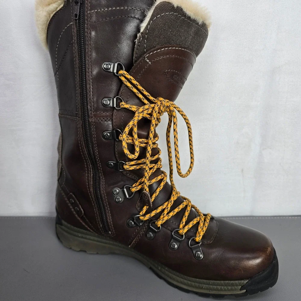 Merrell Natalya Waterproof Winter Womens Boots Size 9.5 Brown Leather Faux Fur